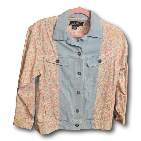 Vintage SK Wear Floral Denim Jacket - Y2K Style Size: P - Picture 2 of 4